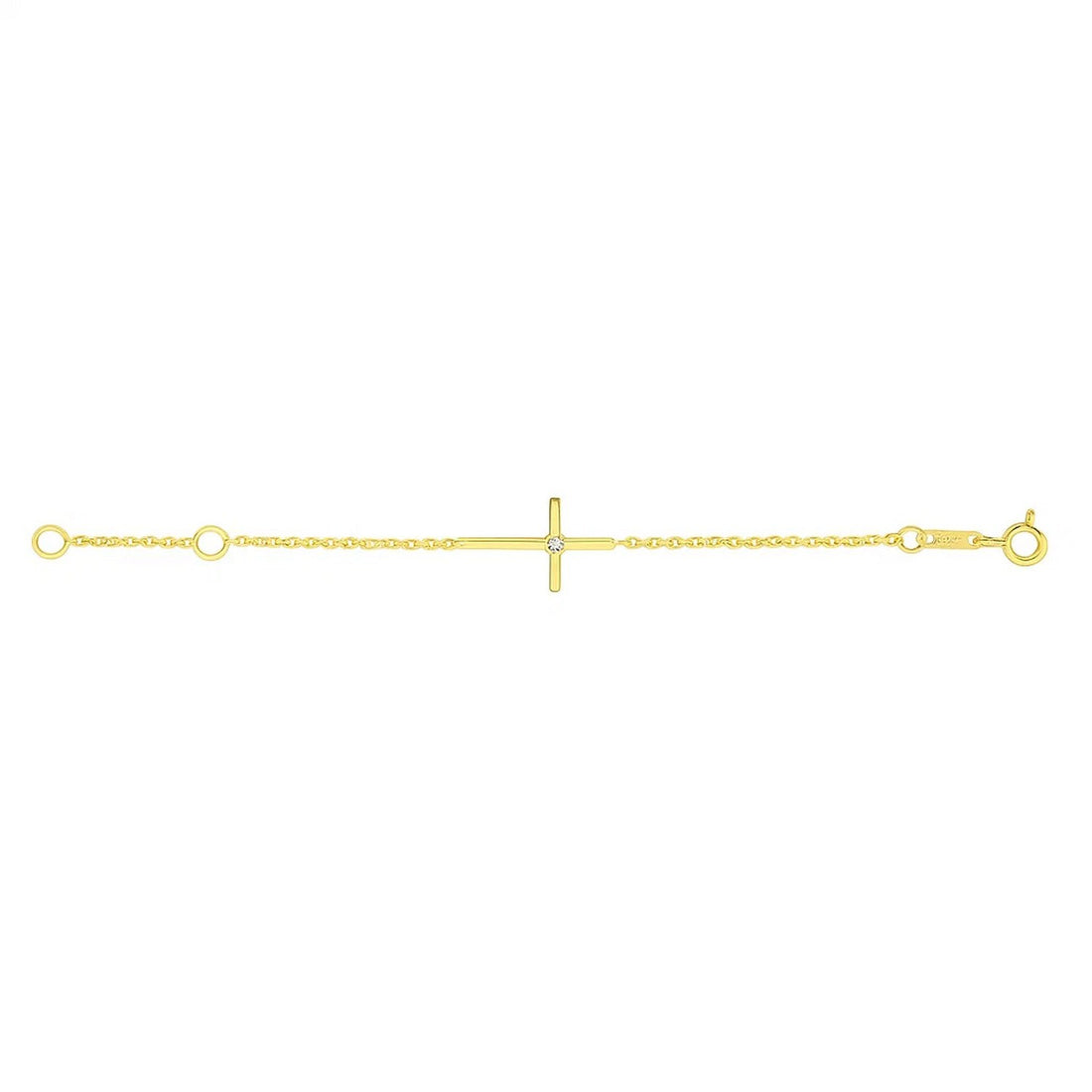 14k Yellow Gold 5 1/2 inch Childrens Bracelet with Cross (1.00 mm)