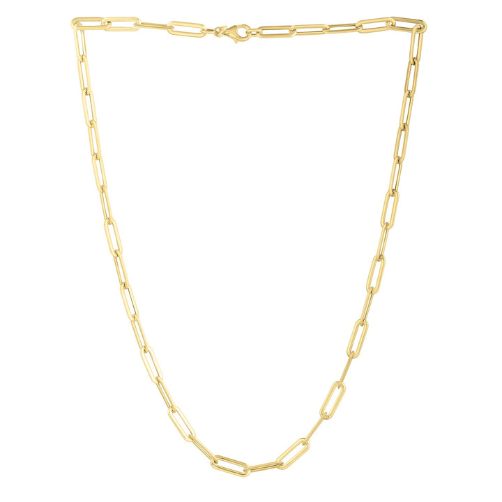 Long Domed Paperclip Necklace in 14K Yellow Gold (4.80 mm)