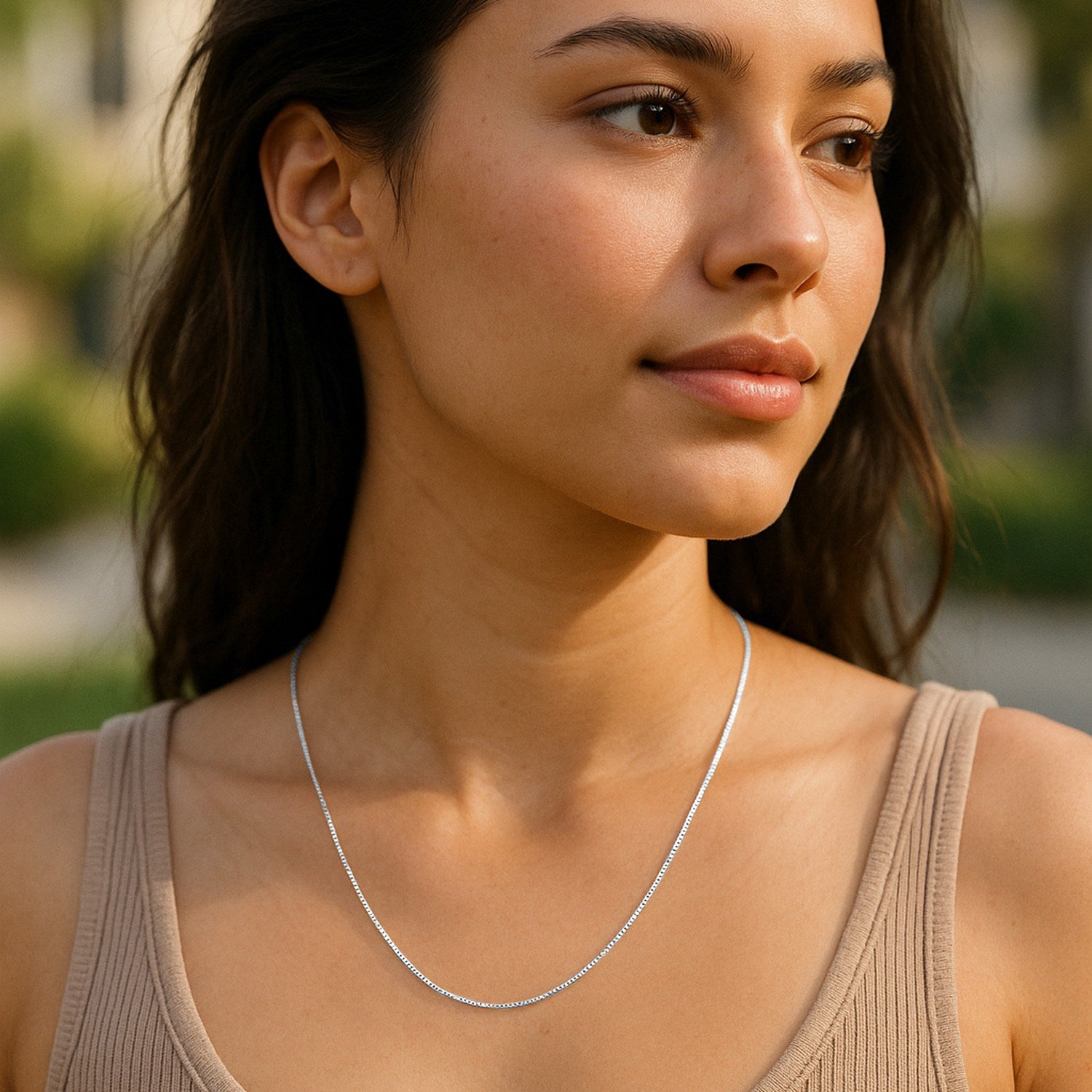 14k witgouden klassieke boxketting (0,45 mm)