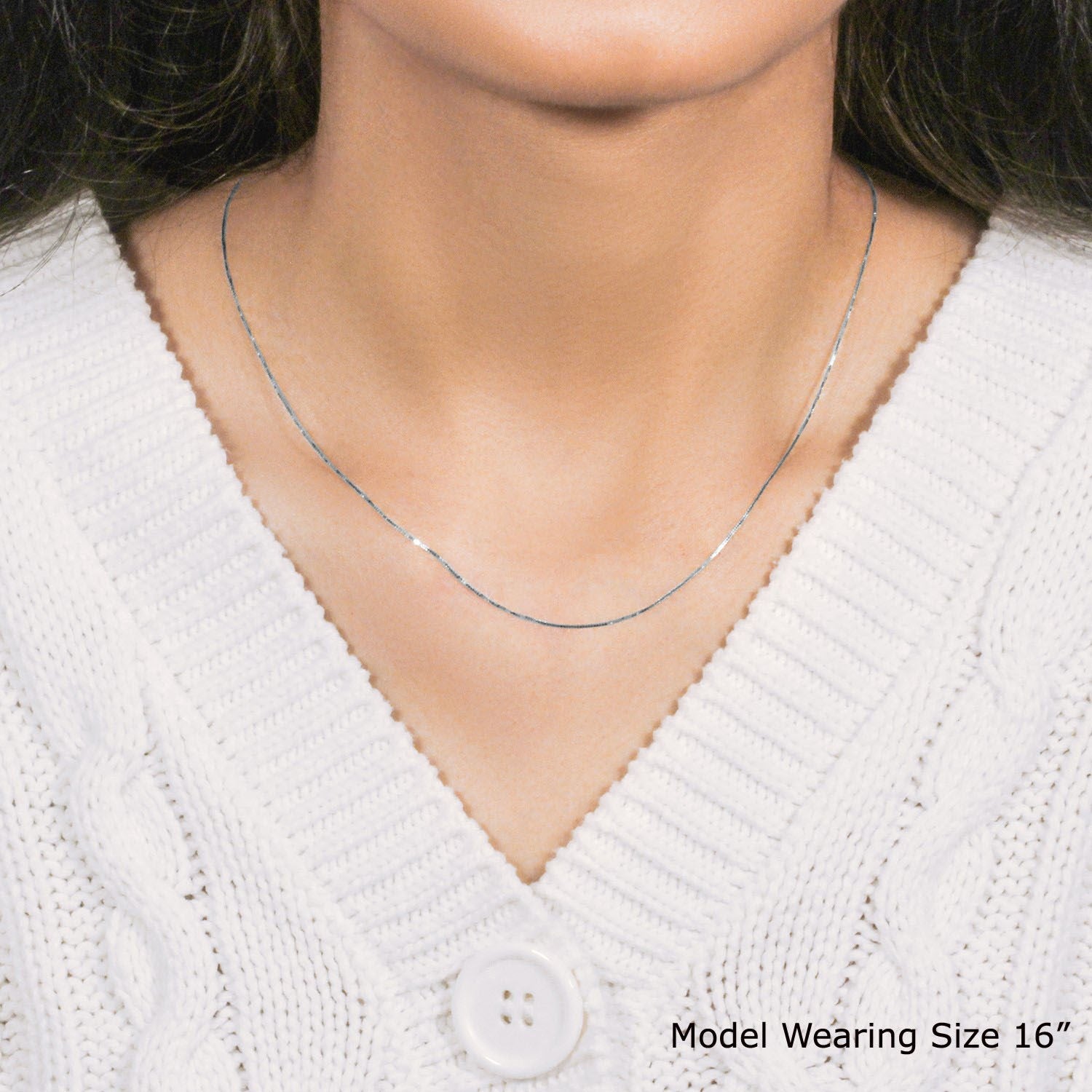 14k witgouden klassieke boxketting (0,45 mm)