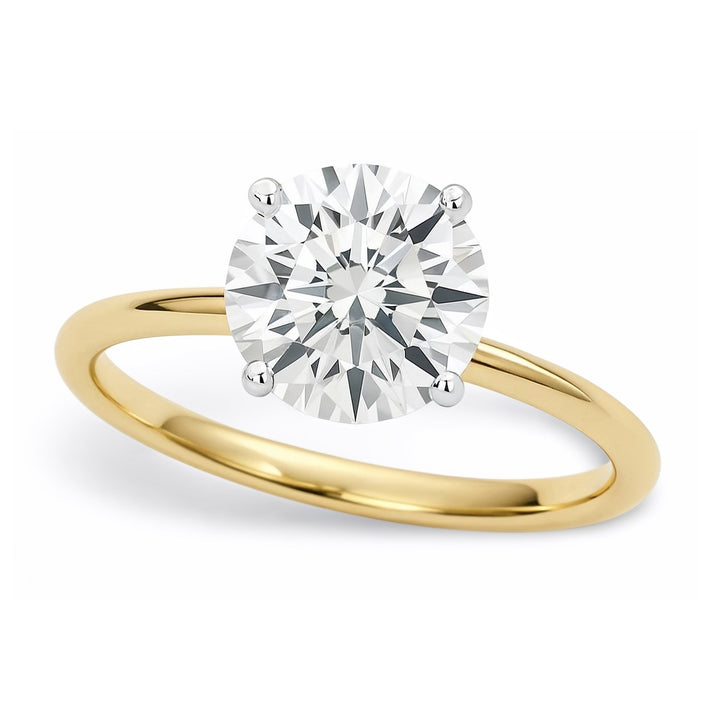 1 1/2 Carat Round Lab Grown IGI G/VS1 Diamond Solitaire Ring in 10K Yellow Gold