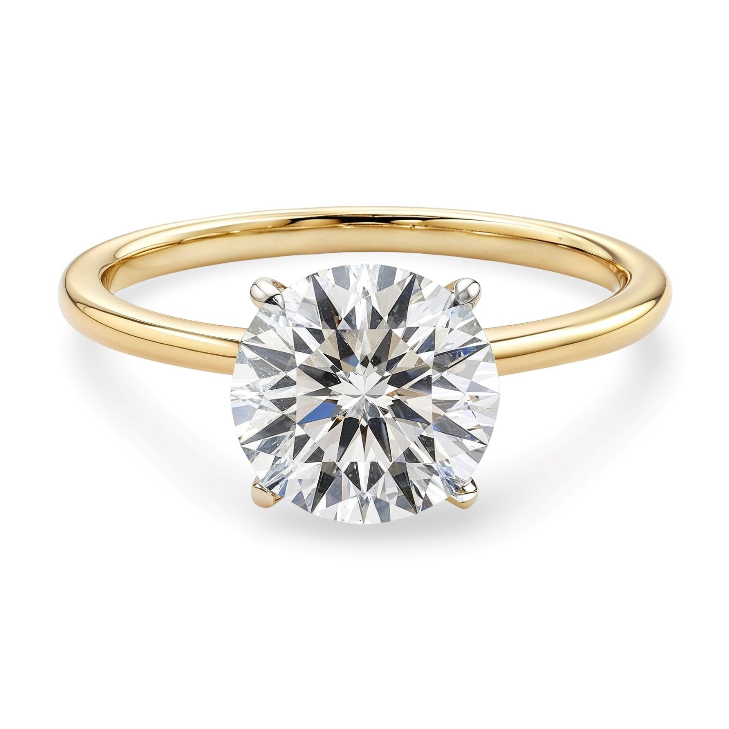 1 1/2 Carat Round Lab Grown IGI G/VS1 Diamond Solitaire Ring in 10K Yellow Gold