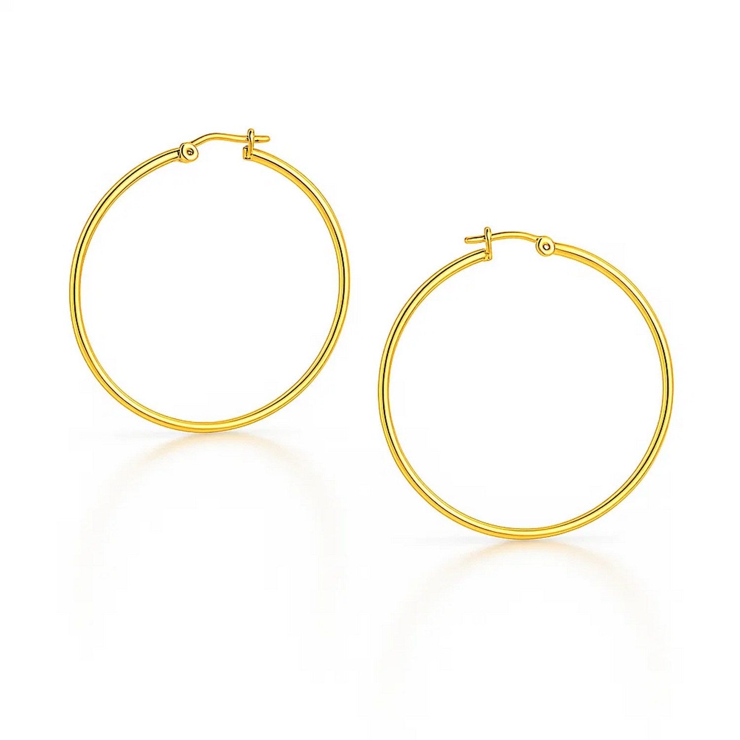 14k Yellow Gold Polished Hoop Earrings (3x25mm)