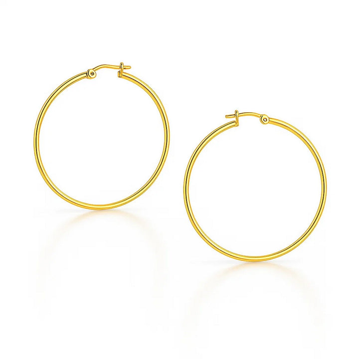 14k Yellow Gold Polished Hoop Earrings (3x25mm)