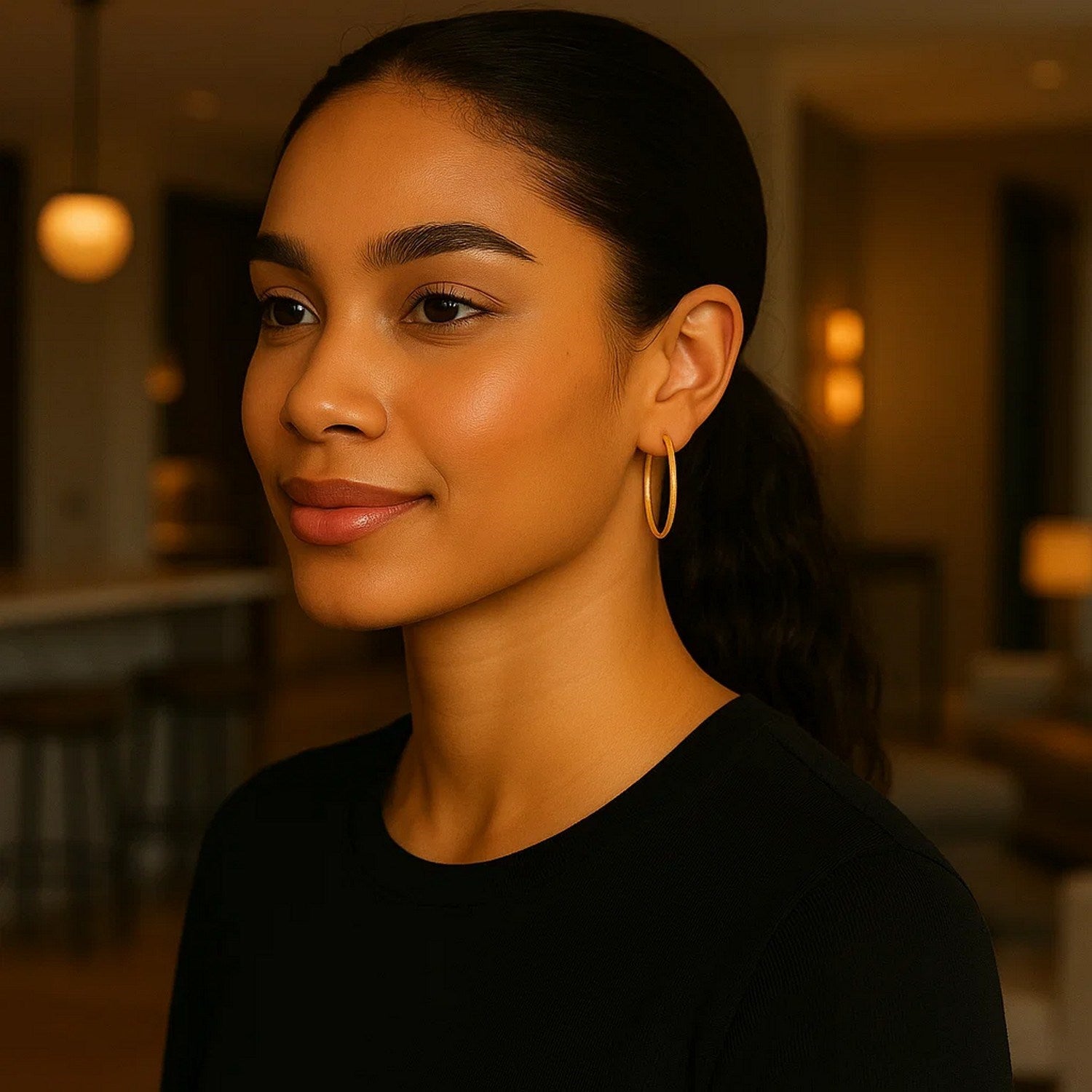 14k Yellow Gold Polished Hoop Earrings (3x25mm)