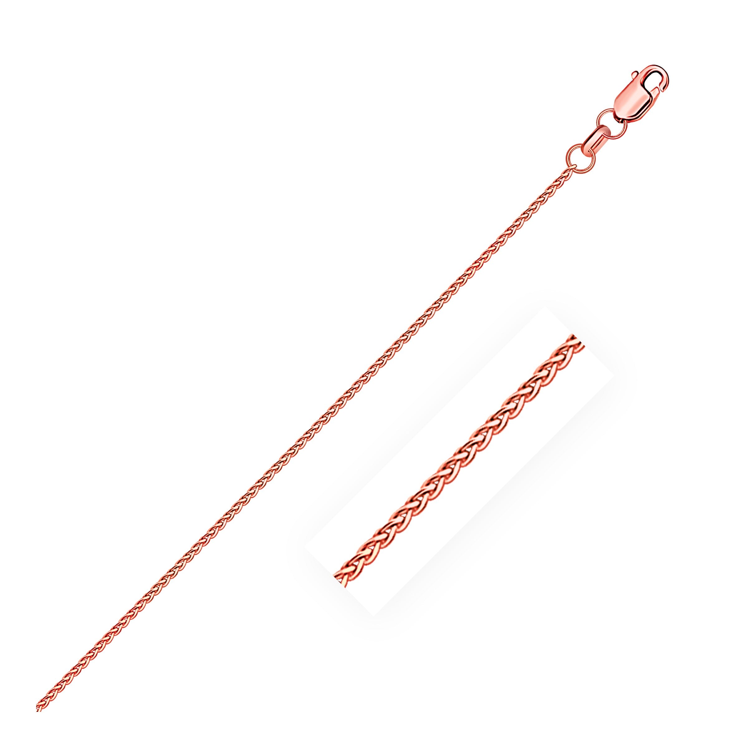 14k roségouden ronde tarweketting met diamantslijpsel (1,20 mm)