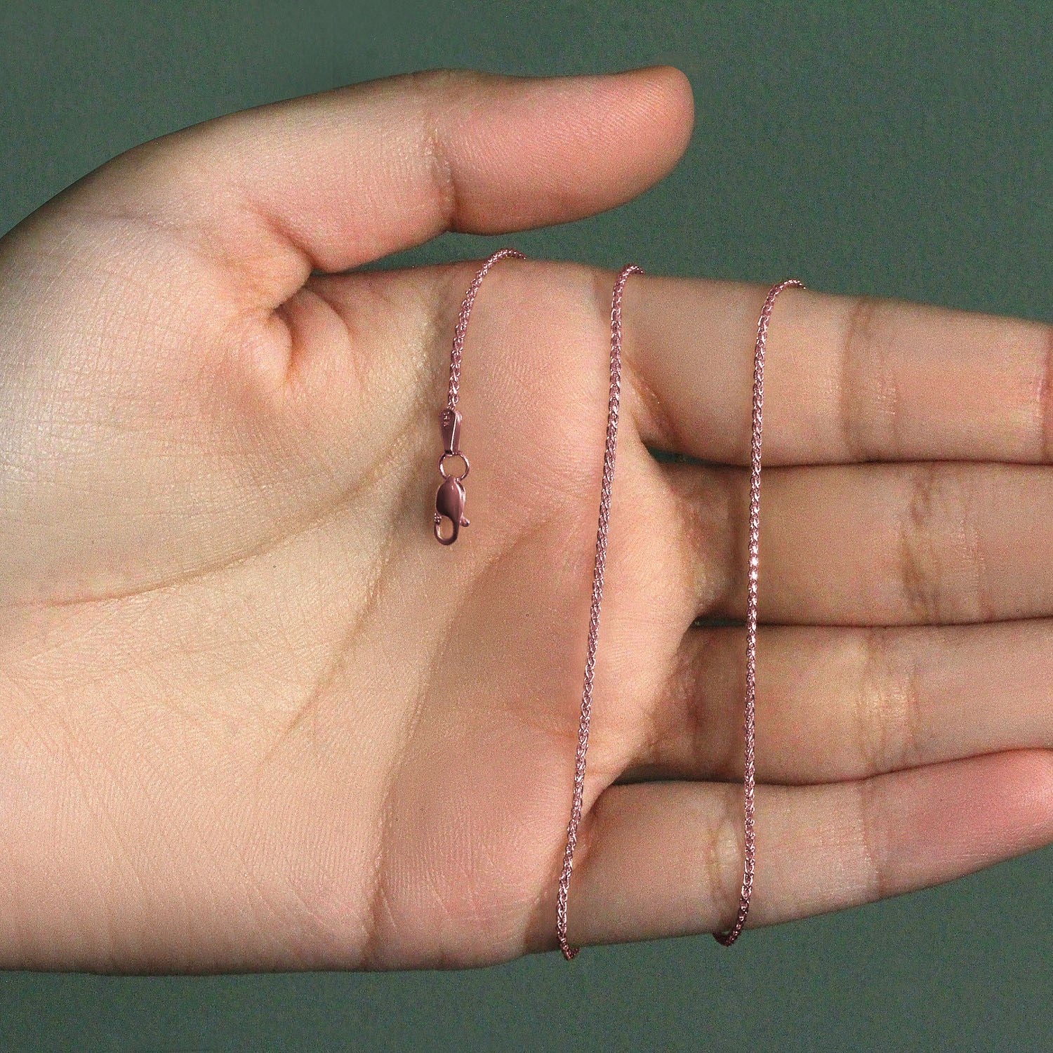 14k roségouden ronde tarweketting met diamantslijpsel (1,20 mm)