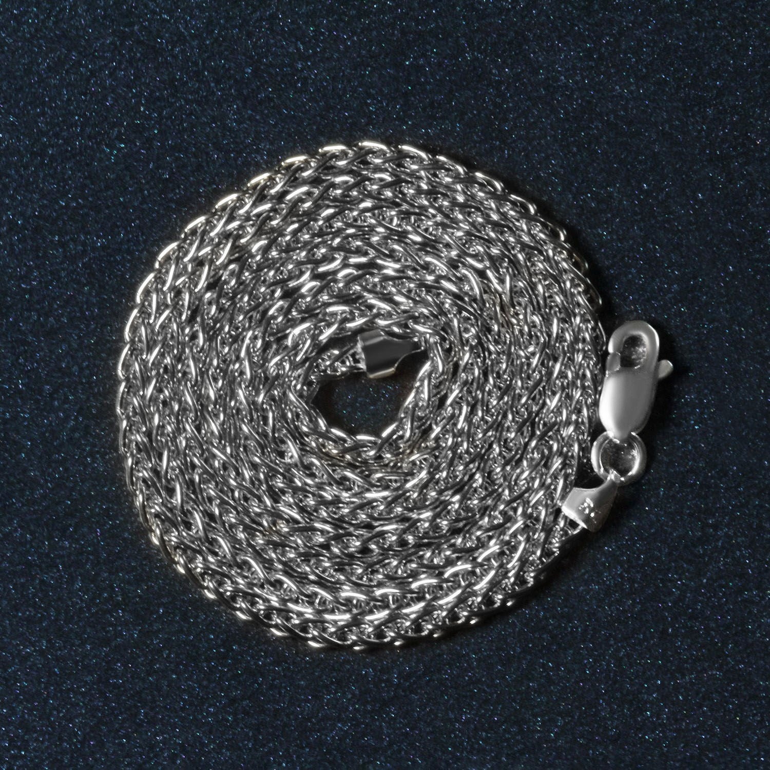 Chaîne en or blanc 14 carats à maille blé ronde (2,1 mm)