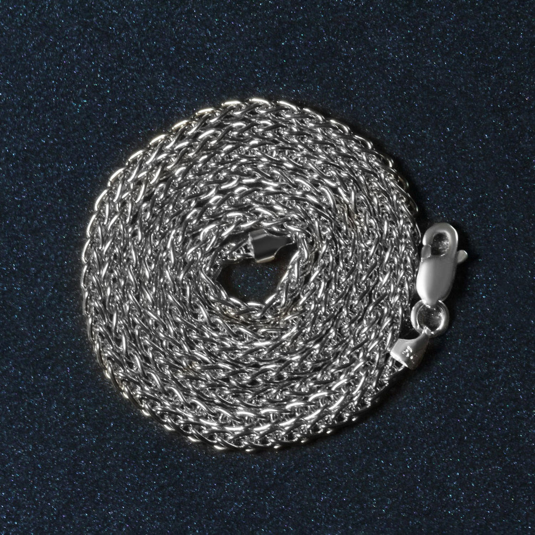 Chaîne en or blanc 14 carats à maille blé ronde (2,1 mm)