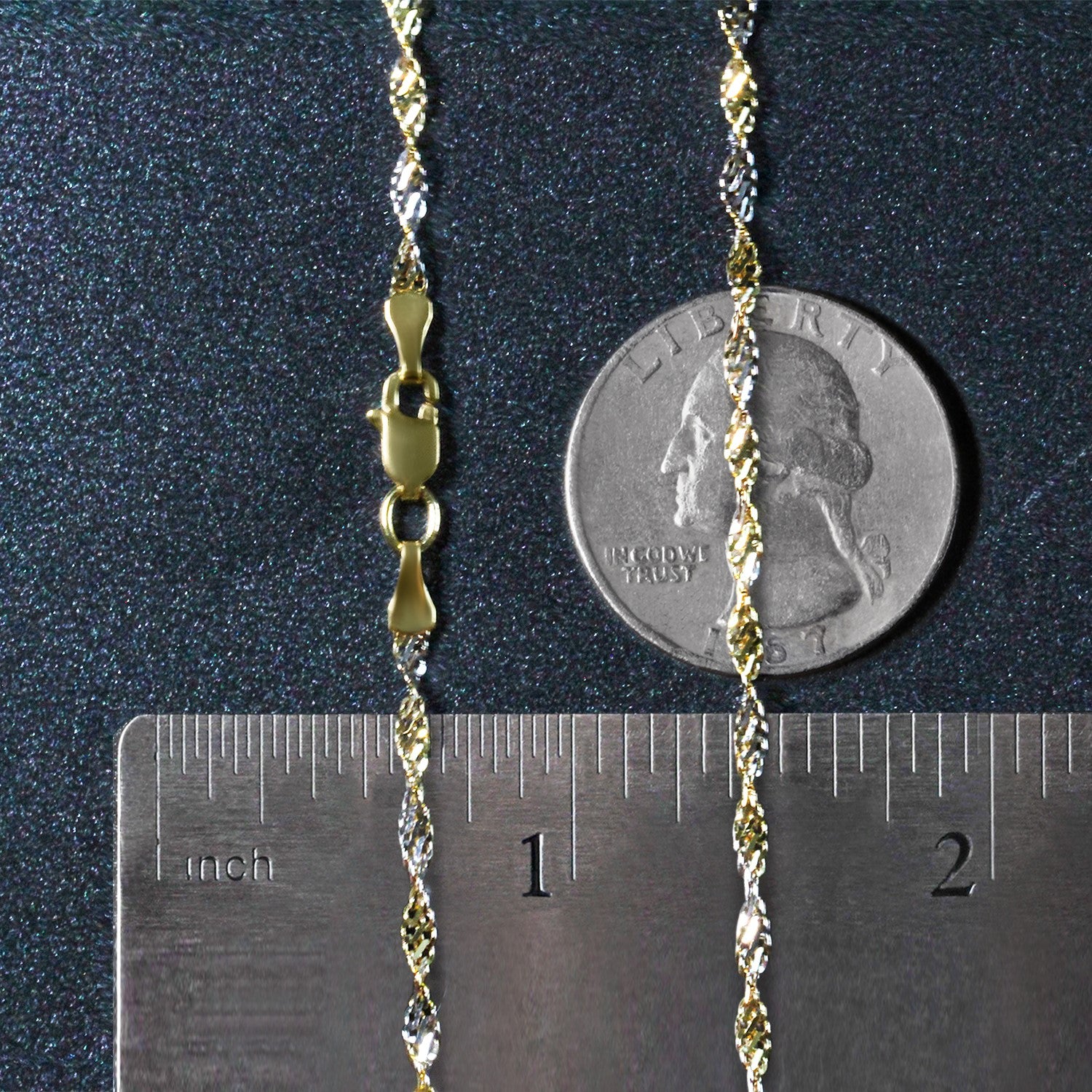 14k tweekleurige gouden Singapore-ketting (2,50 mm)