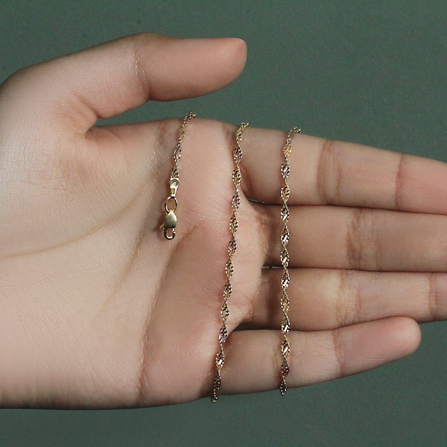 14k tweekleurige gouden Singapore-ketting (2,50 mm)