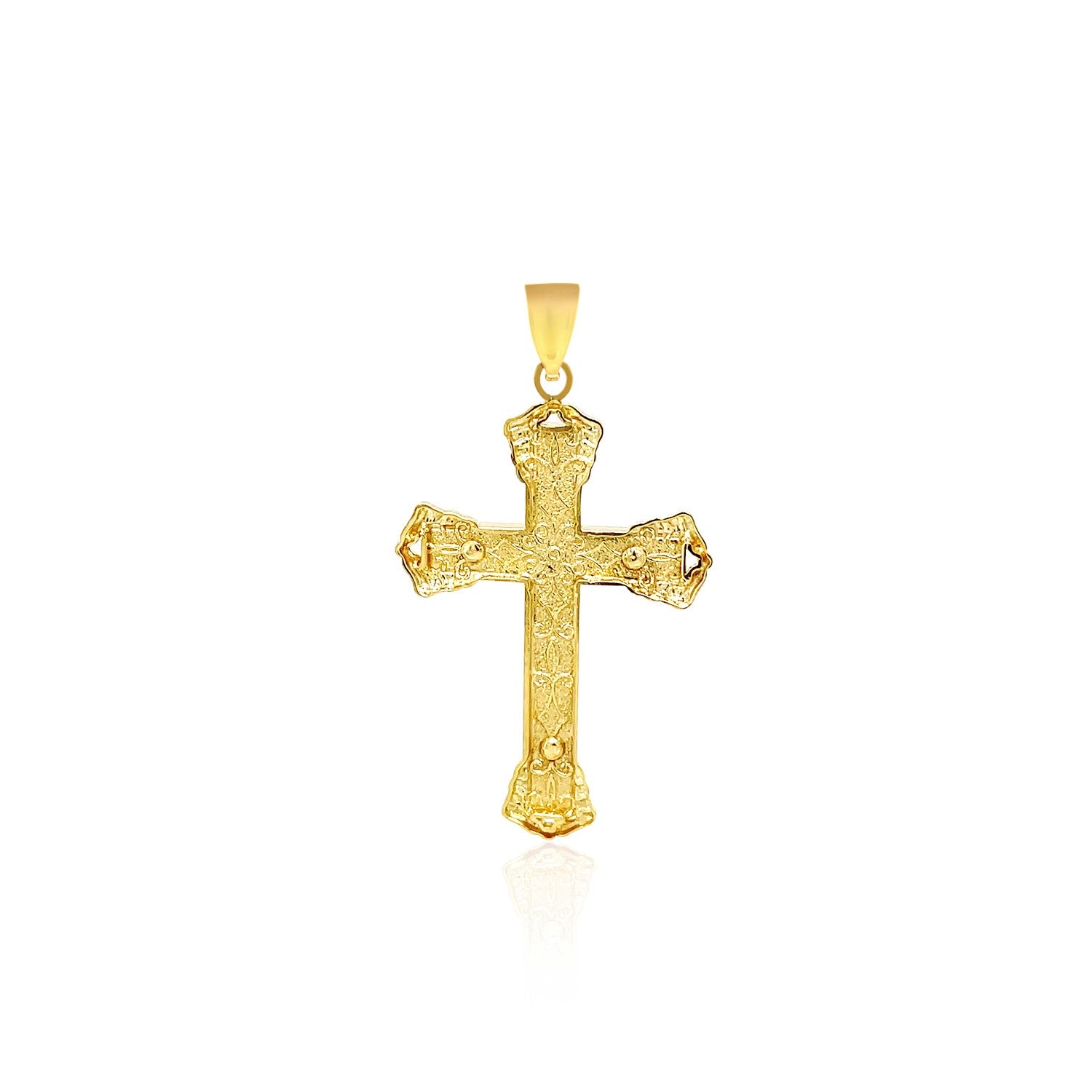 Pendentif croix en or jaune 14 carats et onyx noir