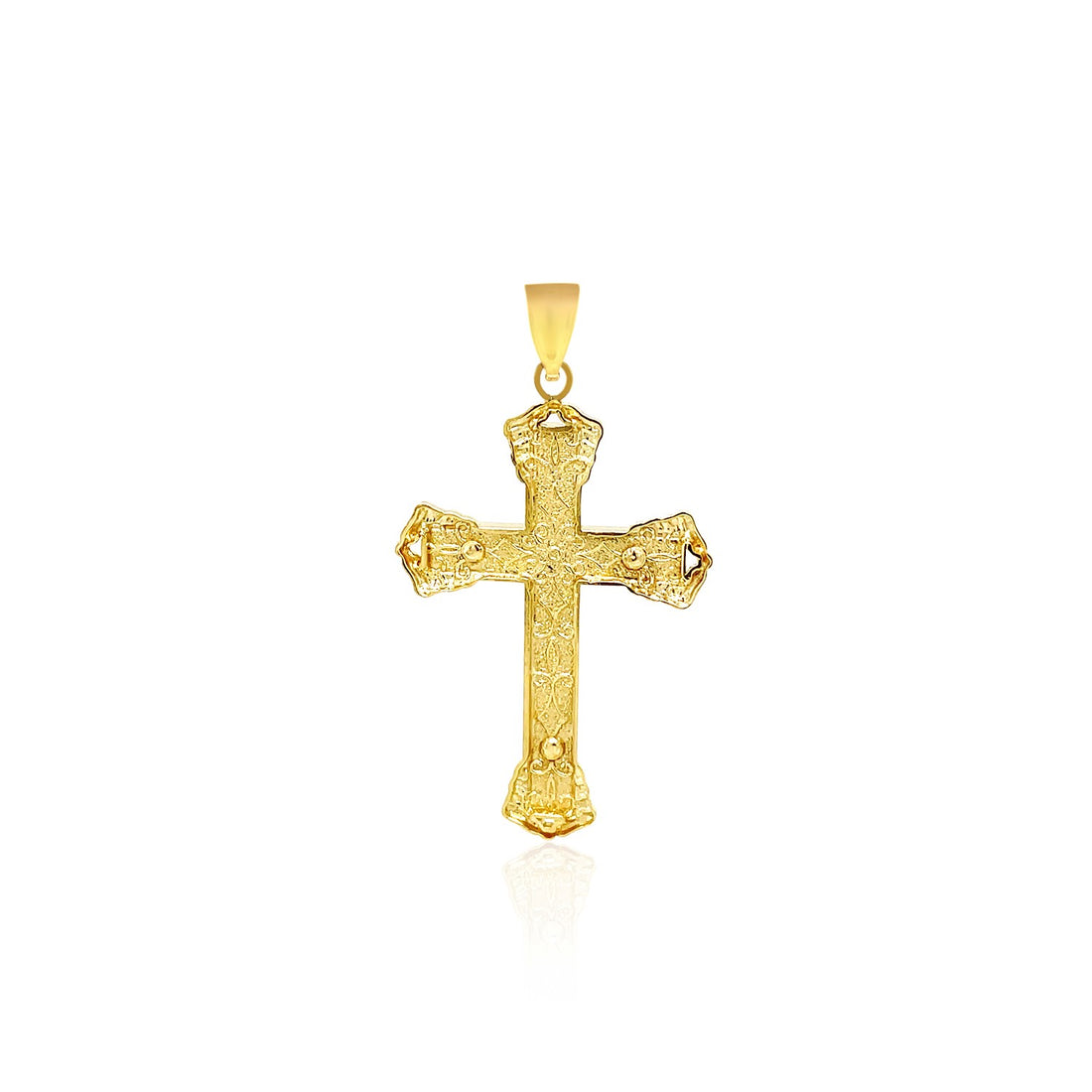 Pendentif croix en or jaune 14 carats et onyx noir