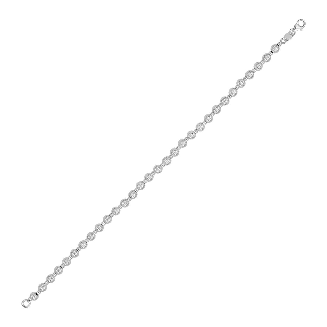 14K witgouden discodiamantgeslepen kralenketting (4,00 mm)