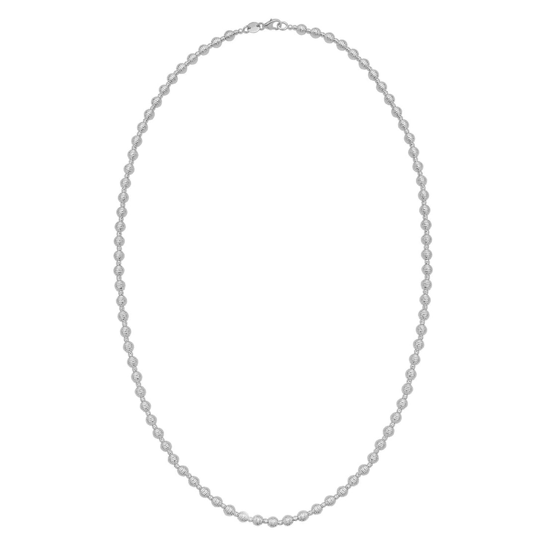 14K witgouden discodiamantgeslepen kralenketting (4,00 mm)