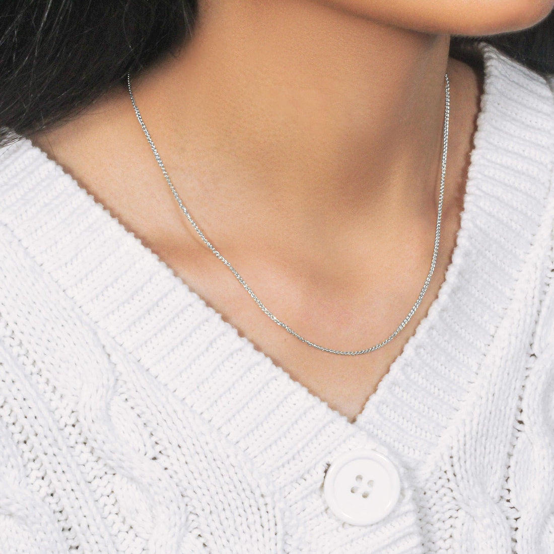 18k White Gold Round Wheat Chain (1.40 mm)