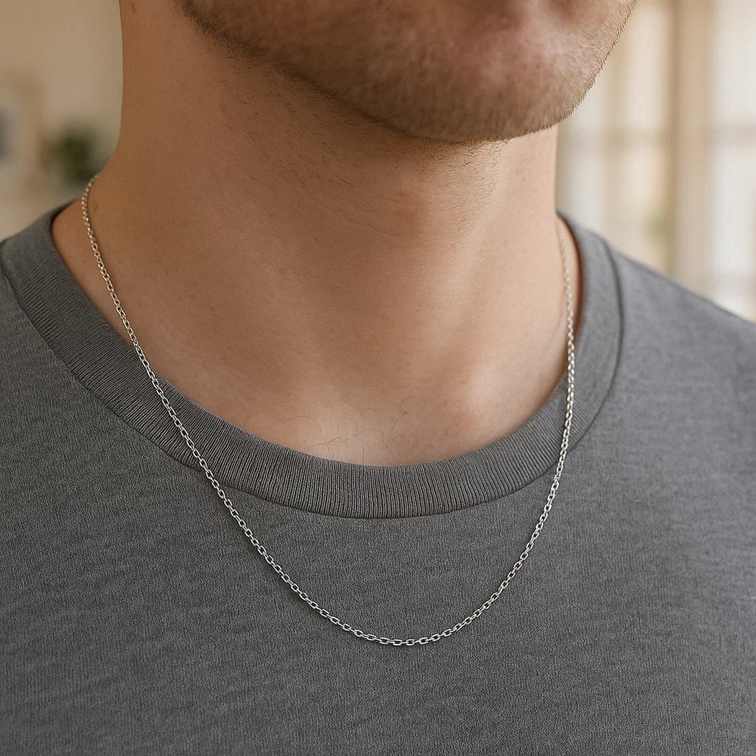 14k witgouden kabelschakelketting met diamantslijpsel (1,10 mm)