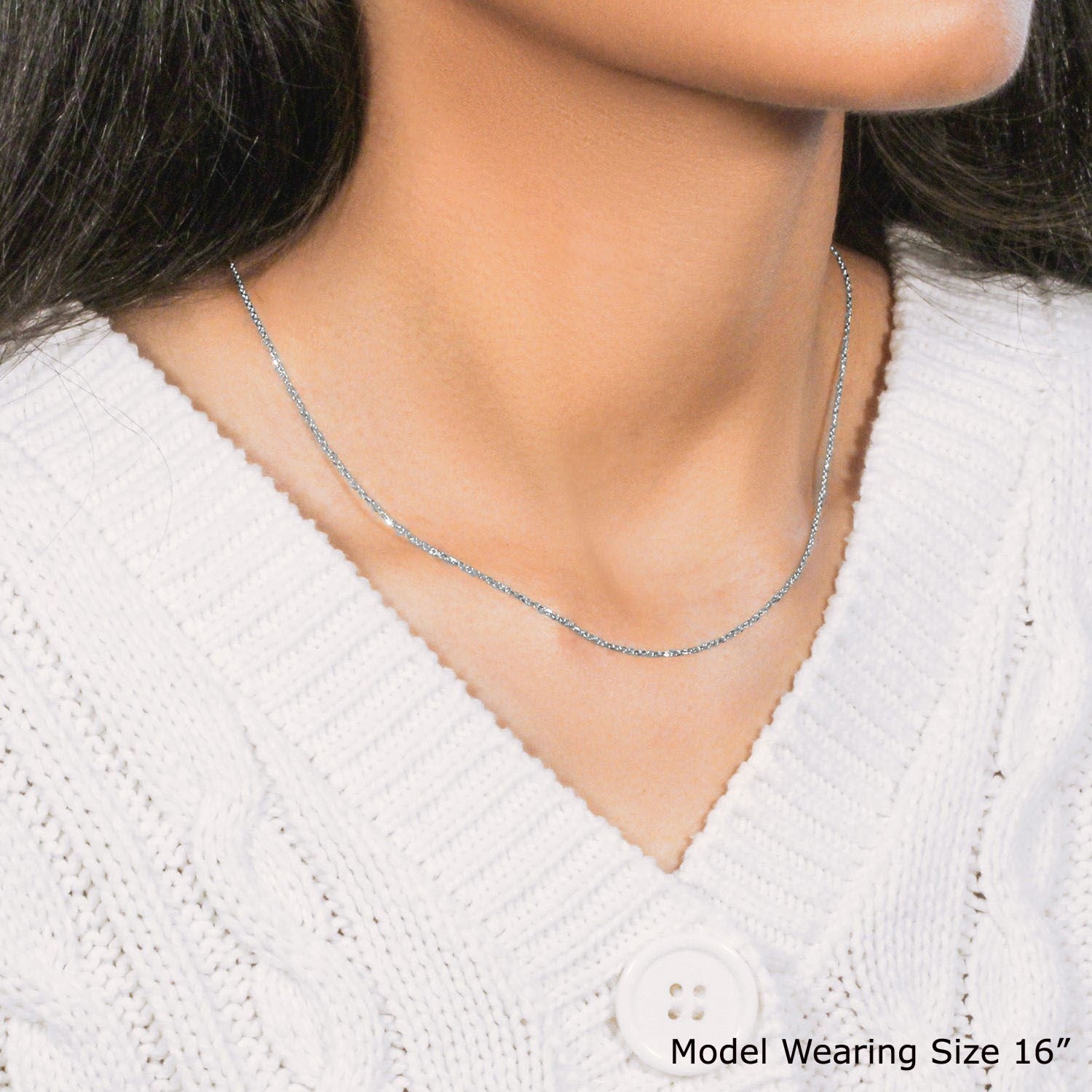 14k witgouden kabelschakelketting met diamantslijpsel (1,10 mm)