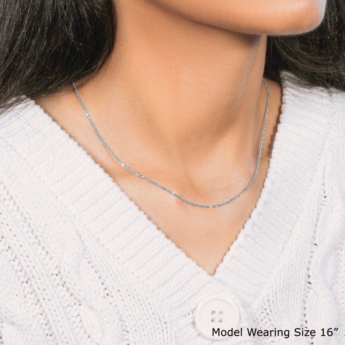 14k witgouden kabelschakelketting met diamantslijpsel (1,10 mm)