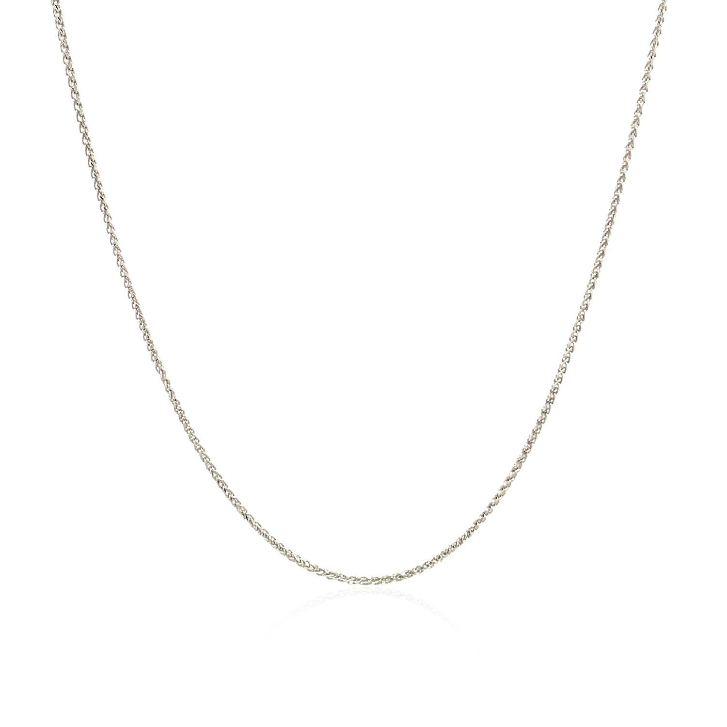 14k witgouden ronde tarweketting met diamantslijpsel (0,60 mm)