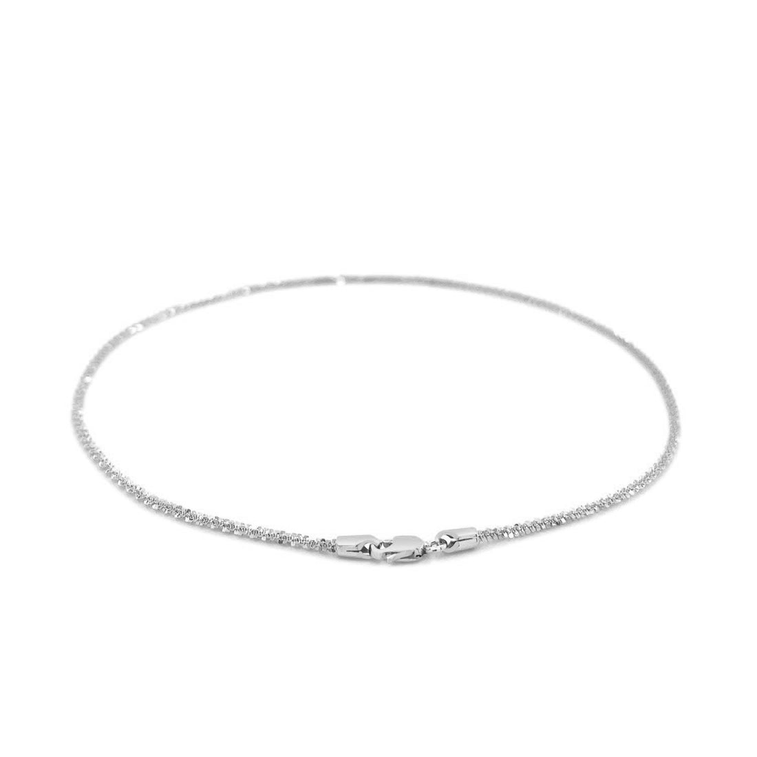 Bracelet de cheville scintillant en or blanc 14 carats, 1,5 mm