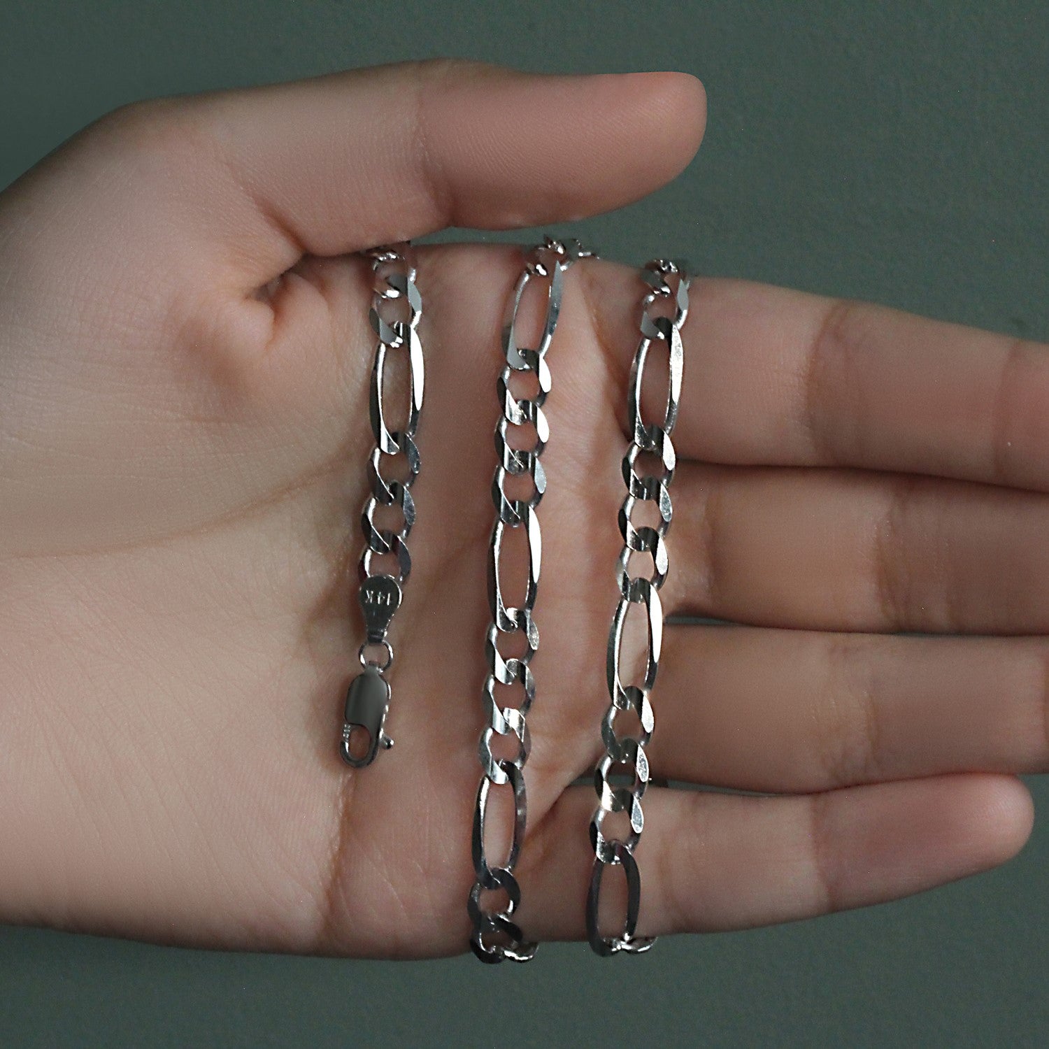 Chaîne Figaro en or blanc massif 14 carats (6,00 mm)