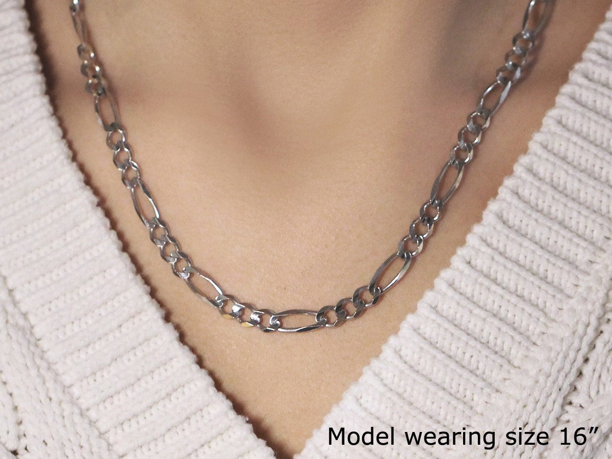 Chaîne Figaro en or blanc massif 14 carats (6,00 mm)