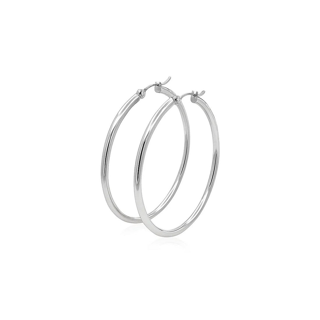 14k White Gold Polished Hoop Earrings (2x40mm)