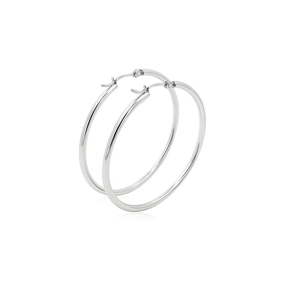 14k White Gold Polished Hoop Earrings (2x40mm)