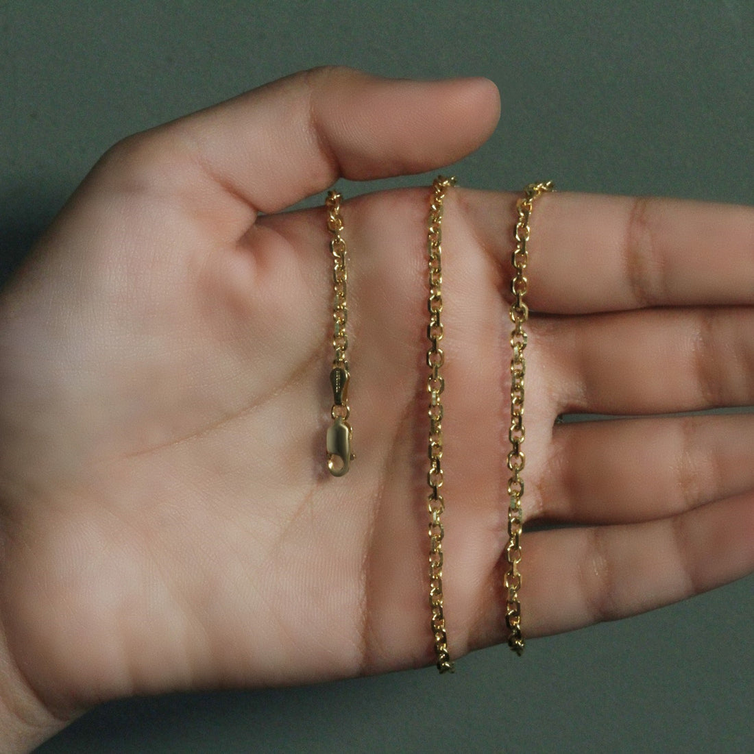 14k geelgouden kabelschakelketting met diamantslijpsel (3,0 mm)