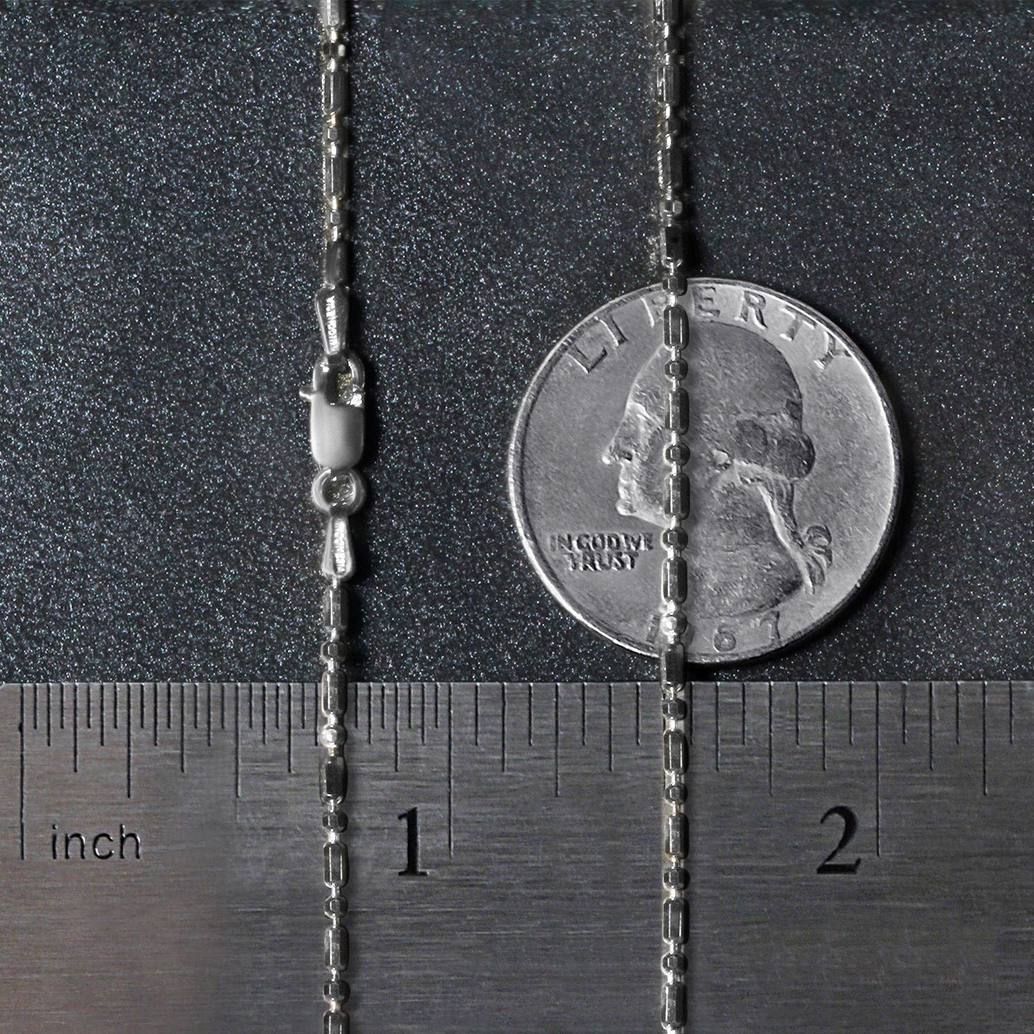 14k witgouden afwisselende kralenketting met diamantslijpsel (1,30 mm)