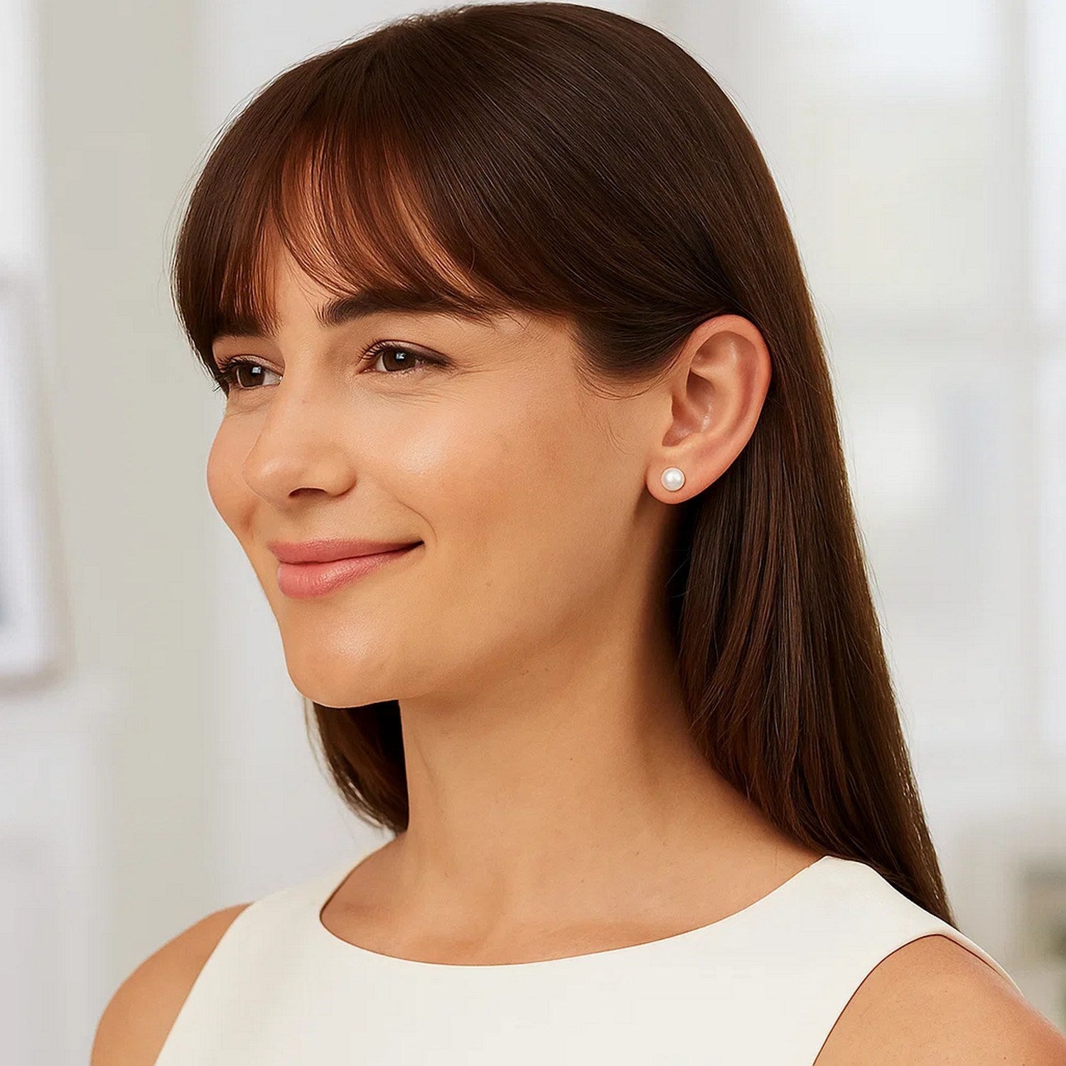 14k geelgouden zoetwaterparel oorbellen (8 mm)