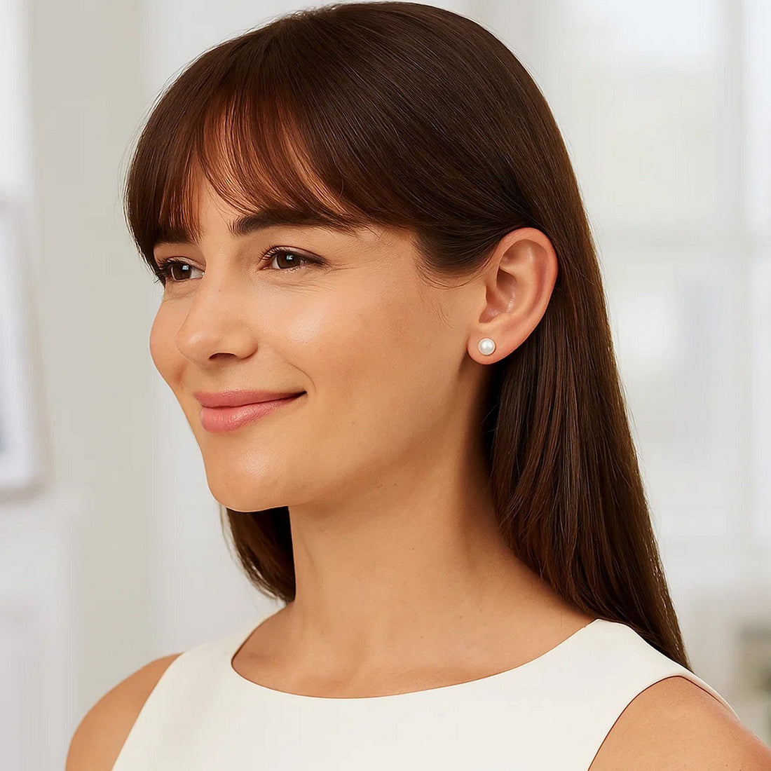 14k geelgouden zoetwaterparel oorbellen (8 mm)