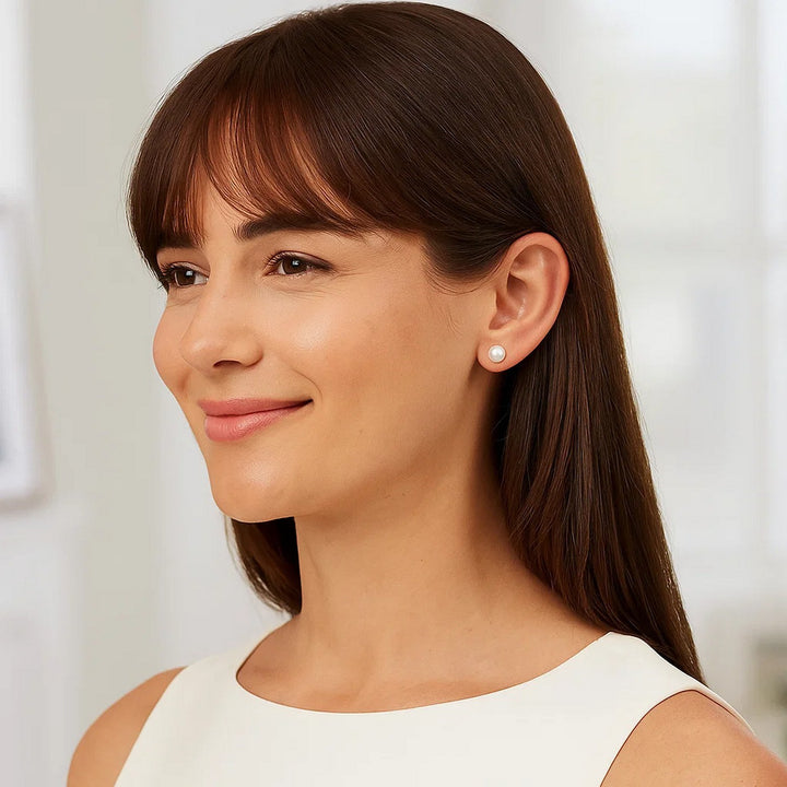 14k geelgouden zoetwaterparel oorbellen (8 mm)