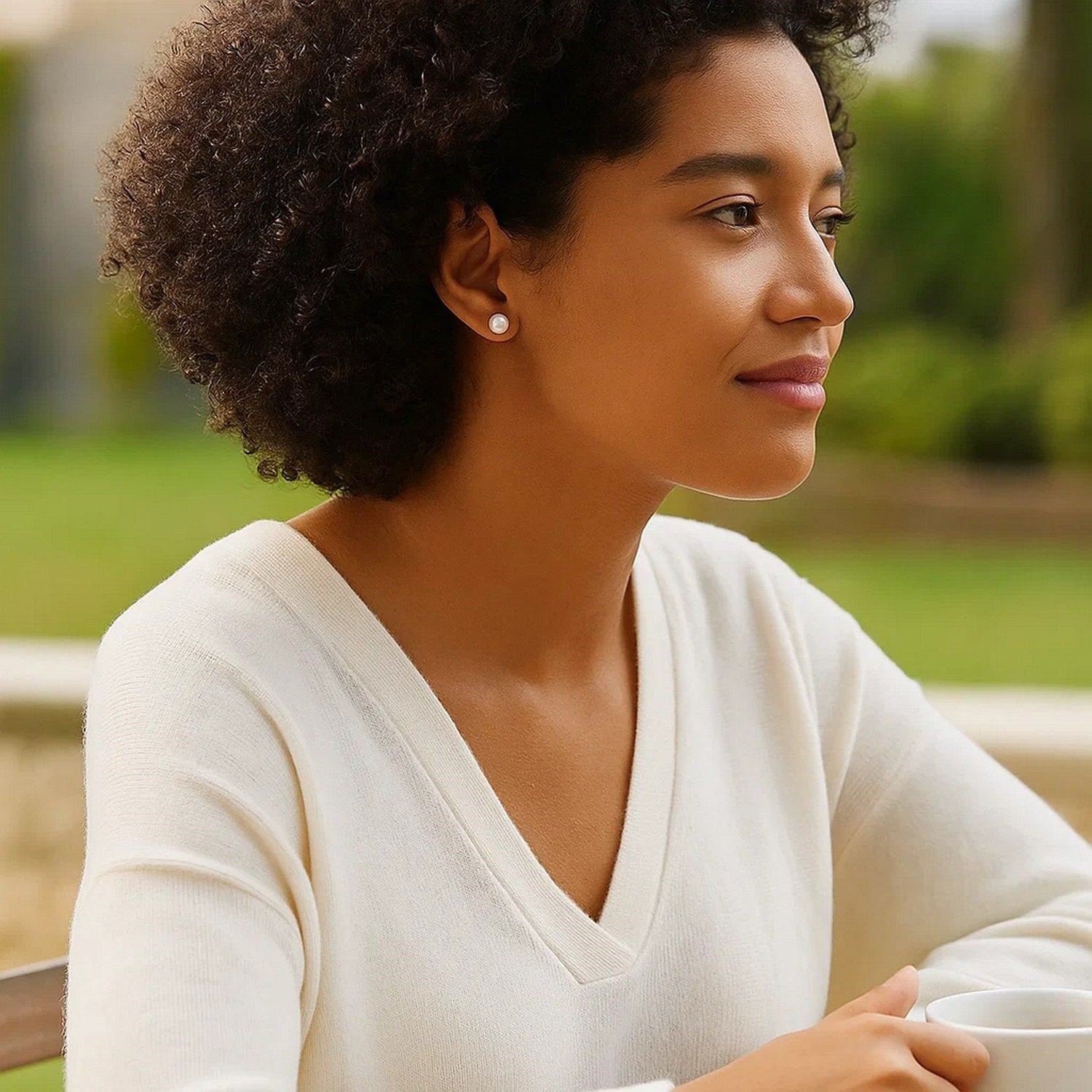 14k geelgouden zoetwaterparel oorbellen (8 mm)