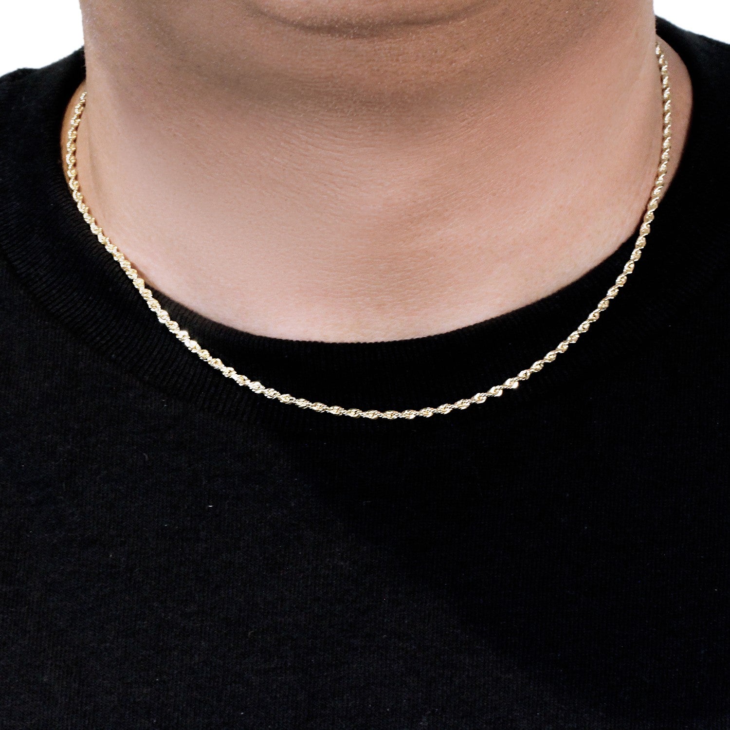 10k geelgouden ketting met massief diamantgeslepen ketting (2,50 mm)