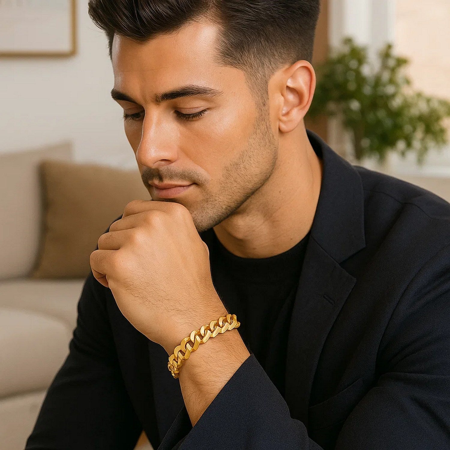 14k Yellow Gold Solid Curb Bracelet (11.23 mm)