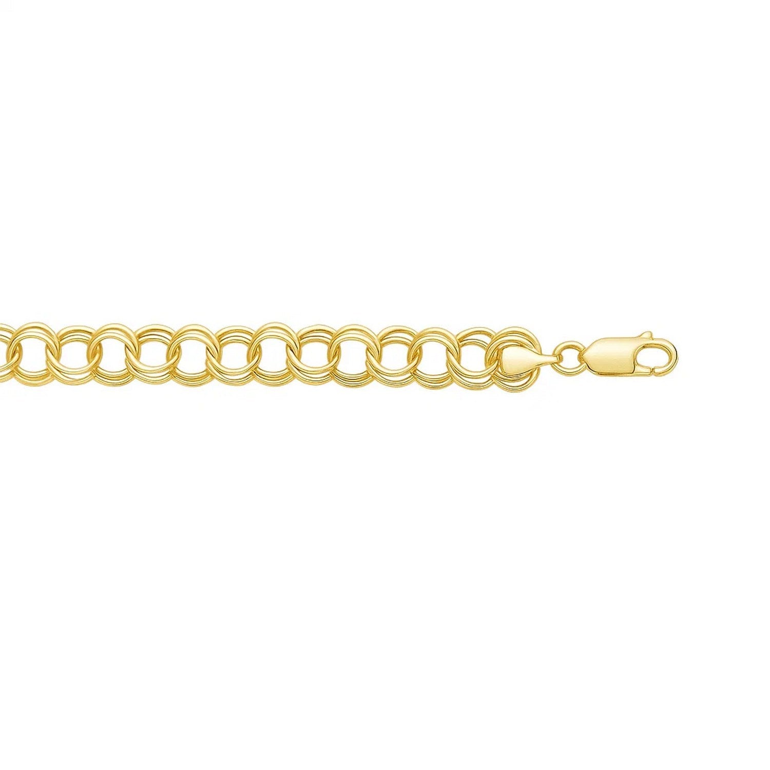 14k Yellow Gold Solid Double Link Charm Bracelet (8.00 mm)