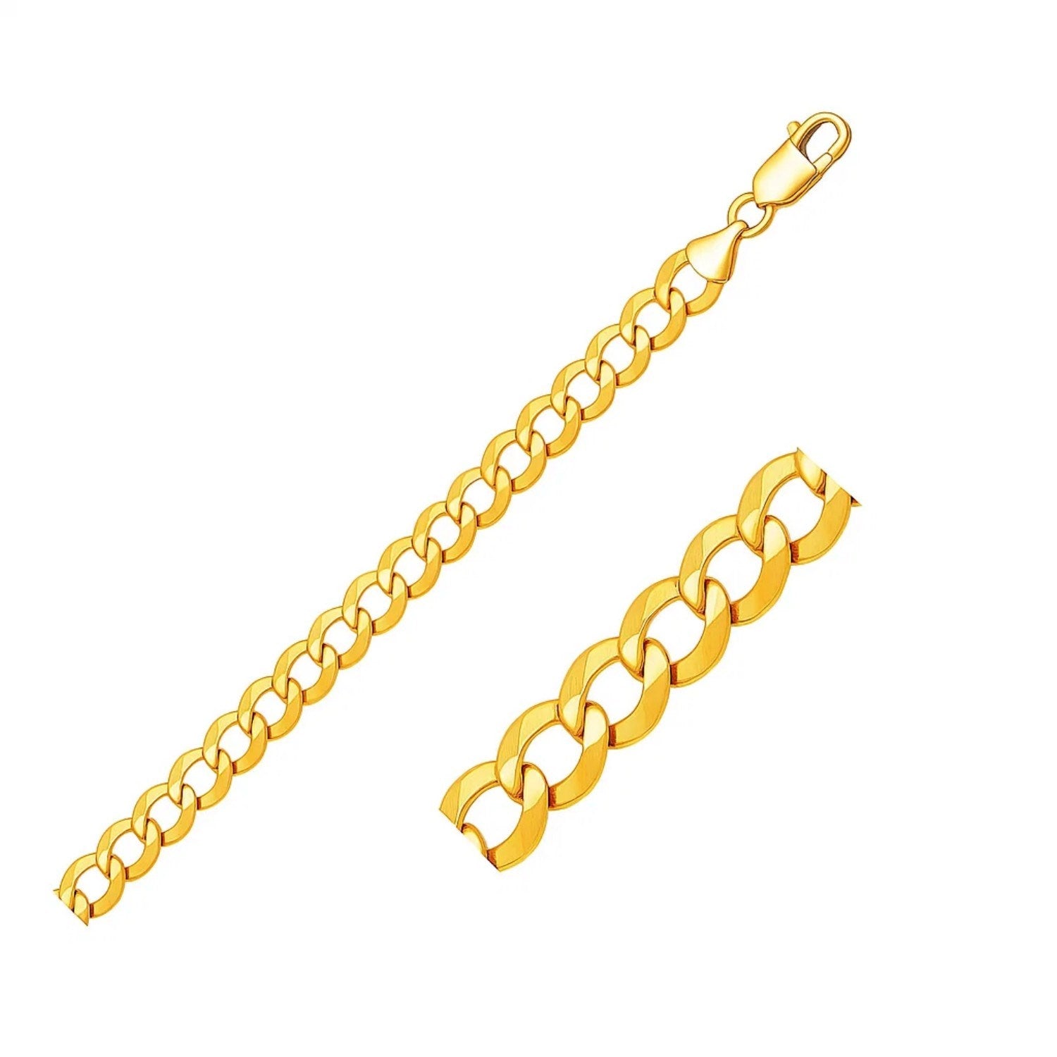 14k Yellow Gold Solid Curb Bracelet (10.00 mm)