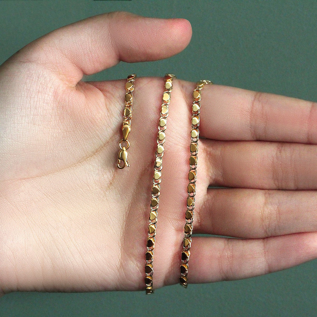 14k Yellow Gold Heart Chain (3.20 mm)