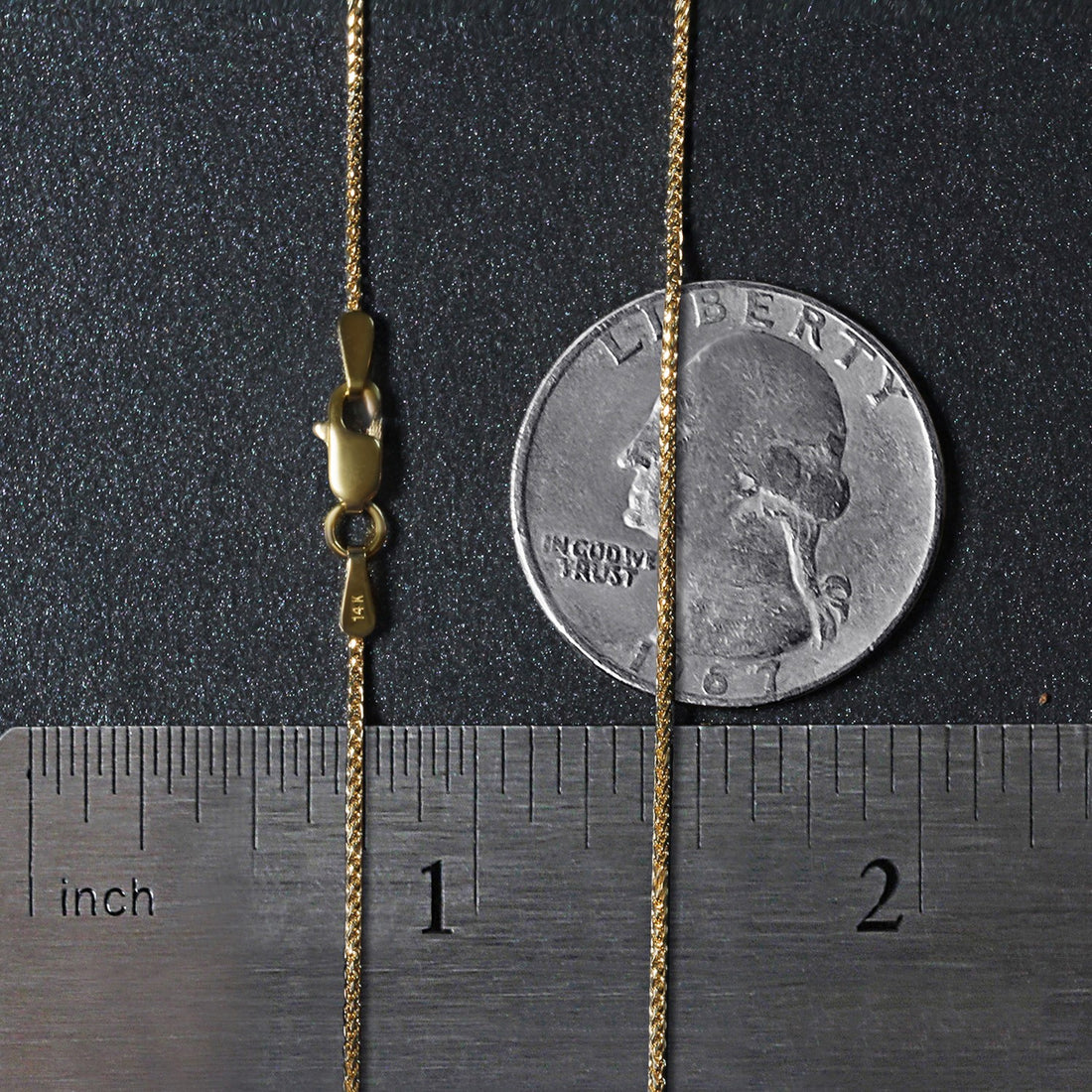 14k Yellow Gold Diamond Cut Round Wheat Chain (1.00 mm)