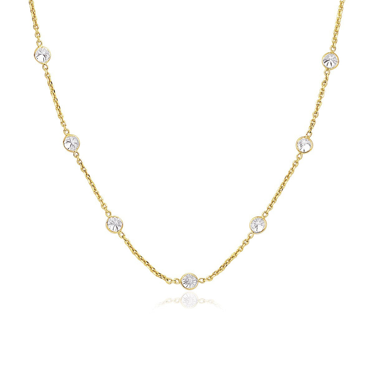 Maillons longs en or jaune 14 carats et zirconiums cubiques vendus au mètre