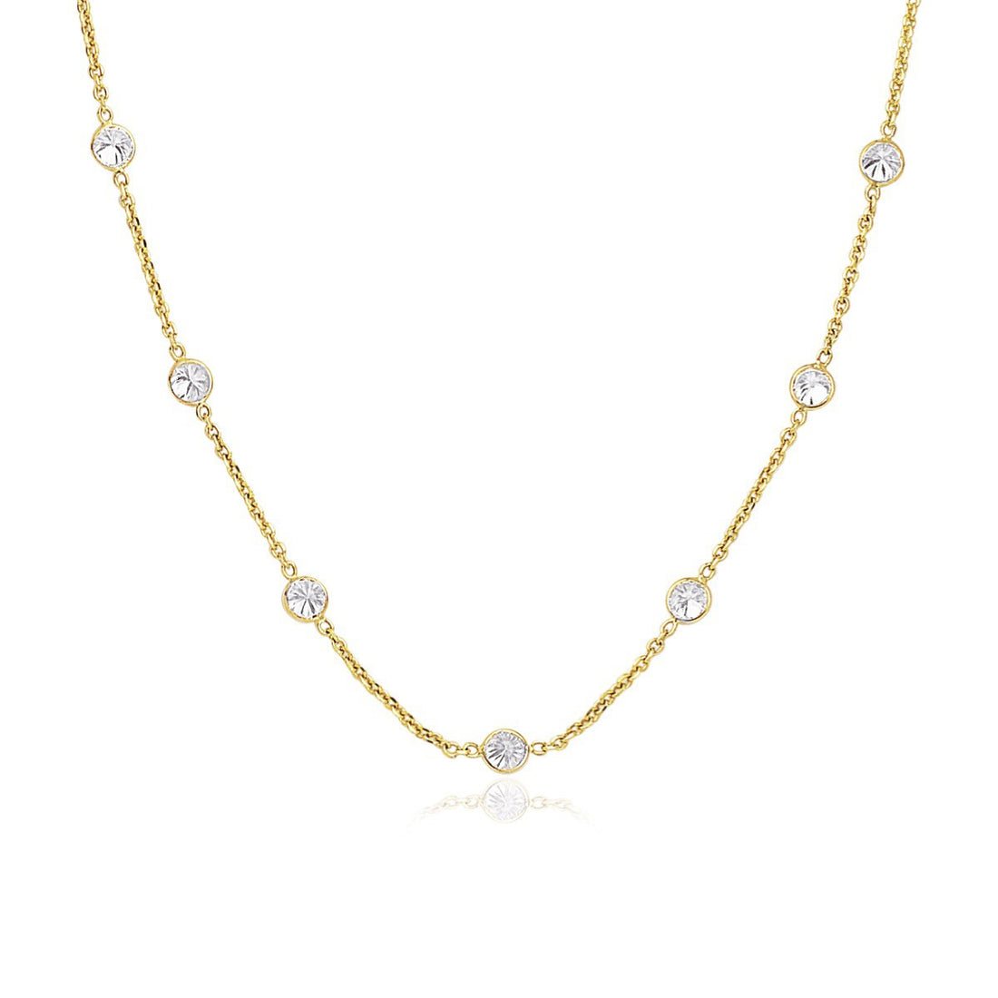 Maillons longs en or jaune 14 carats et zirconiums cubiques vendus au mètre