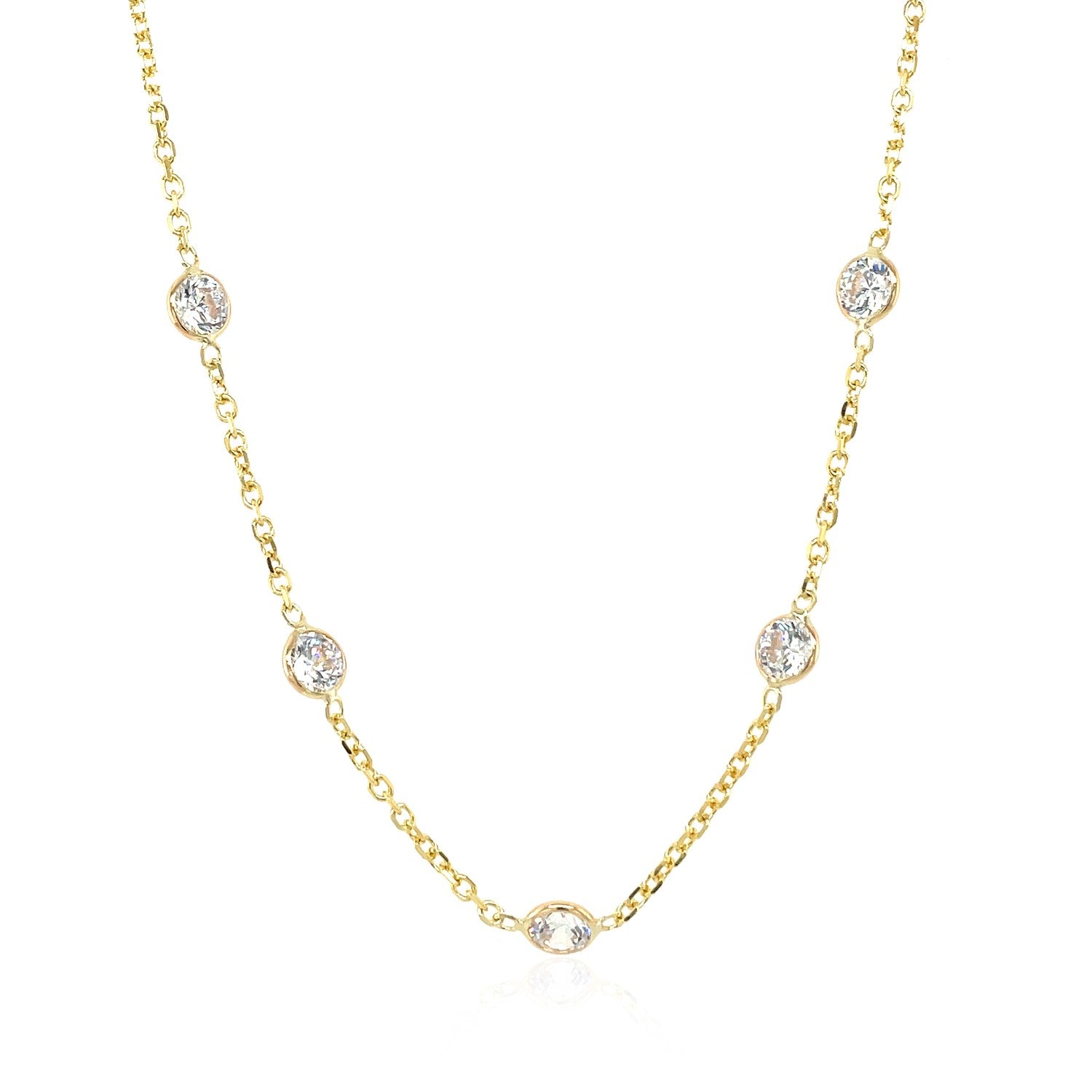 Maillons longs en or jaune 14 carats et zirconiums cubiques vendus au mètre