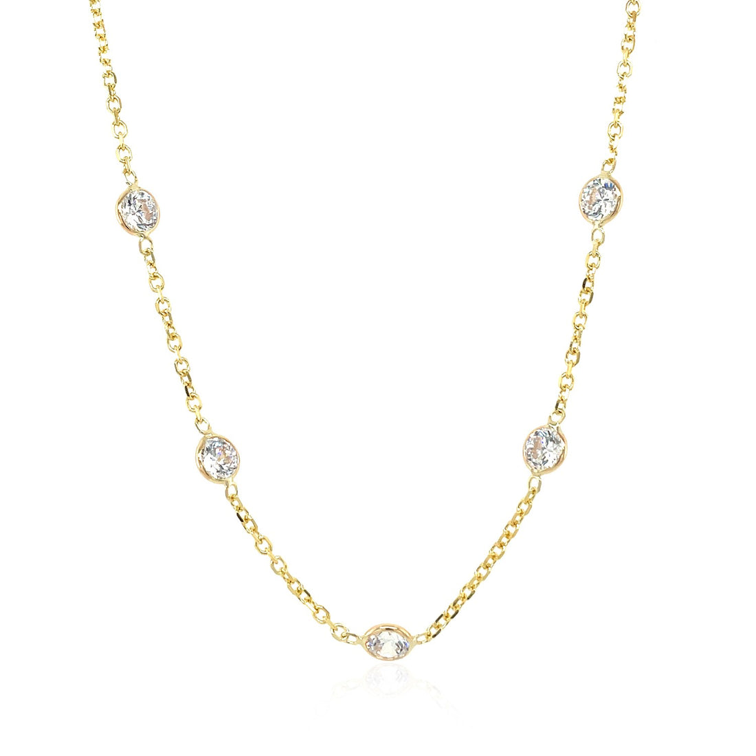 Maillons longs en or jaune 14 carats et zirconiums cubiques vendus au mètre