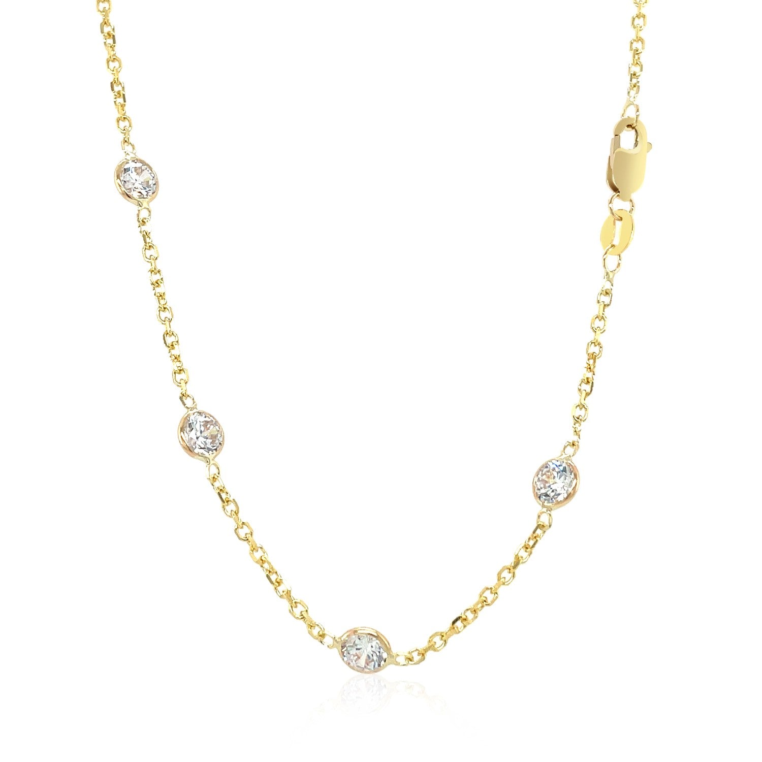 Maillons longs en or jaune 14 carats et zirconiums cubiques vendus au mètre