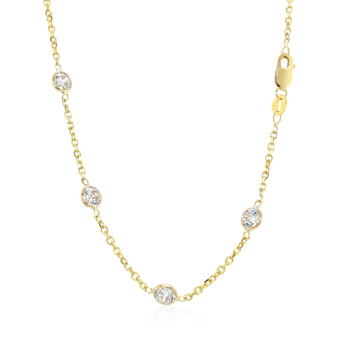 Maillons longs en or jaune 14 carats et zirconiums cubiques vendus au mètre