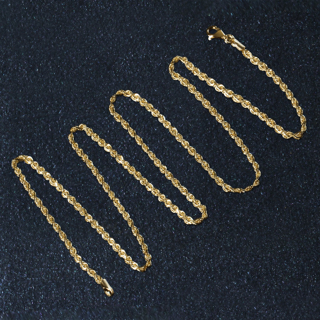 10k geelgouden ketting met massief diamantgeslepen ketting (2,00 mm)