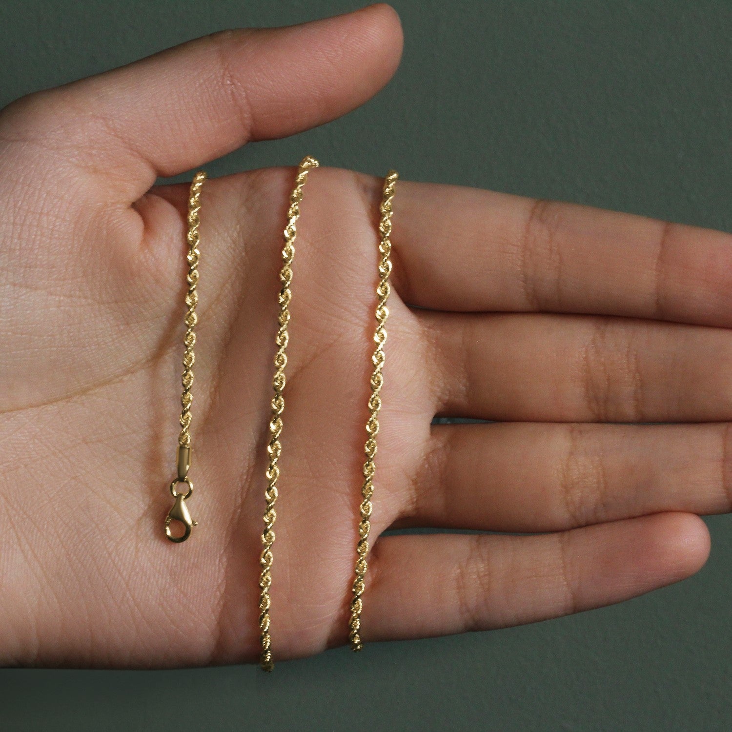 10k geelgouden ketting met massief diamantgeslepen ketting (2,00 mm)