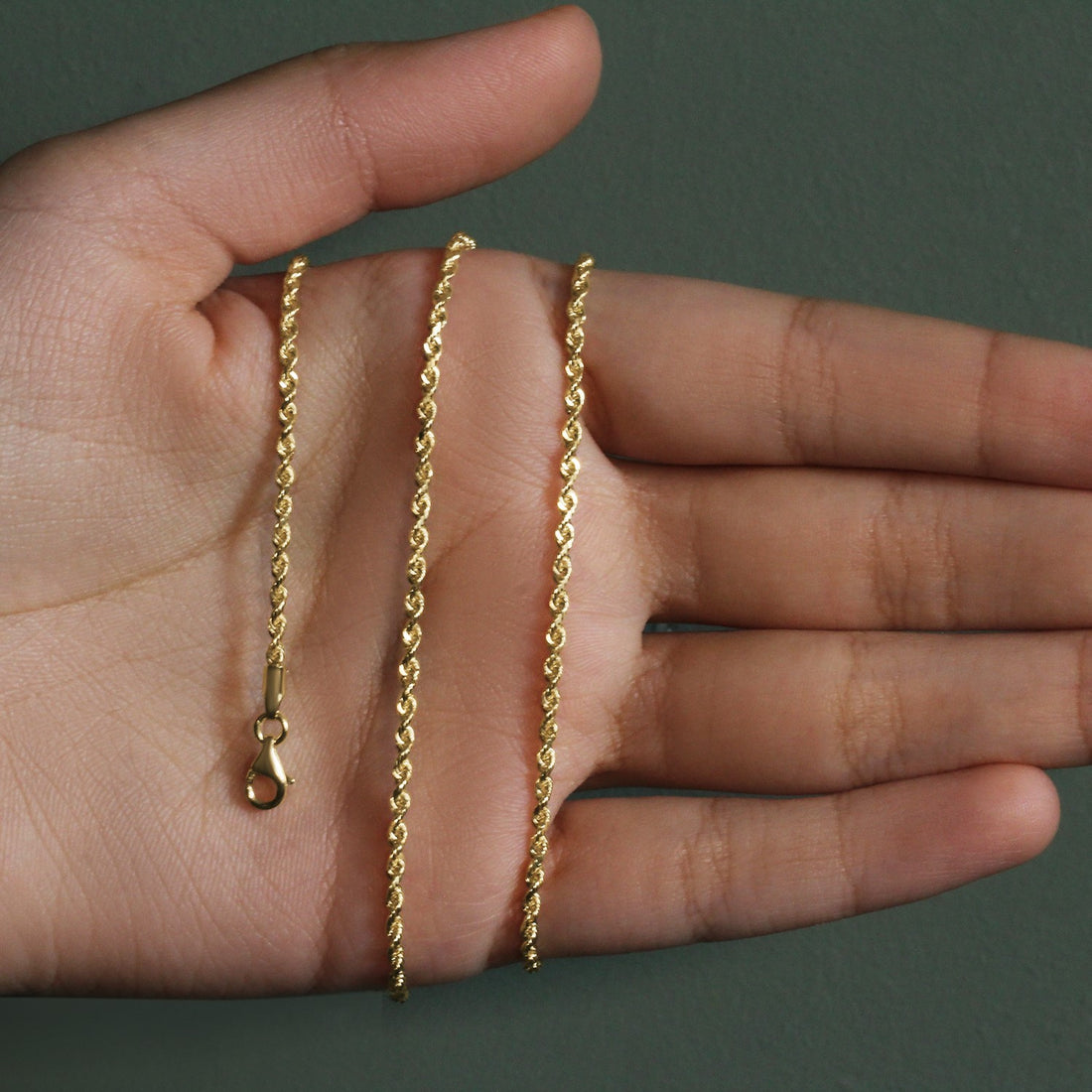 10k geelgouden ketting met massief diamantgeslepen ketting (2,00 mm)